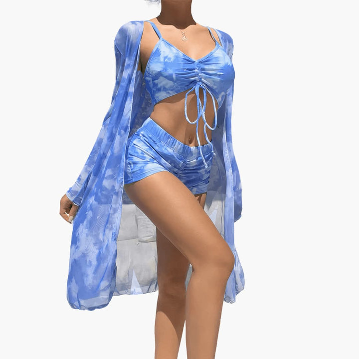 3-teiliges Damen-Sommer-Strand-Bademoden-Set mit langen Ärmeln