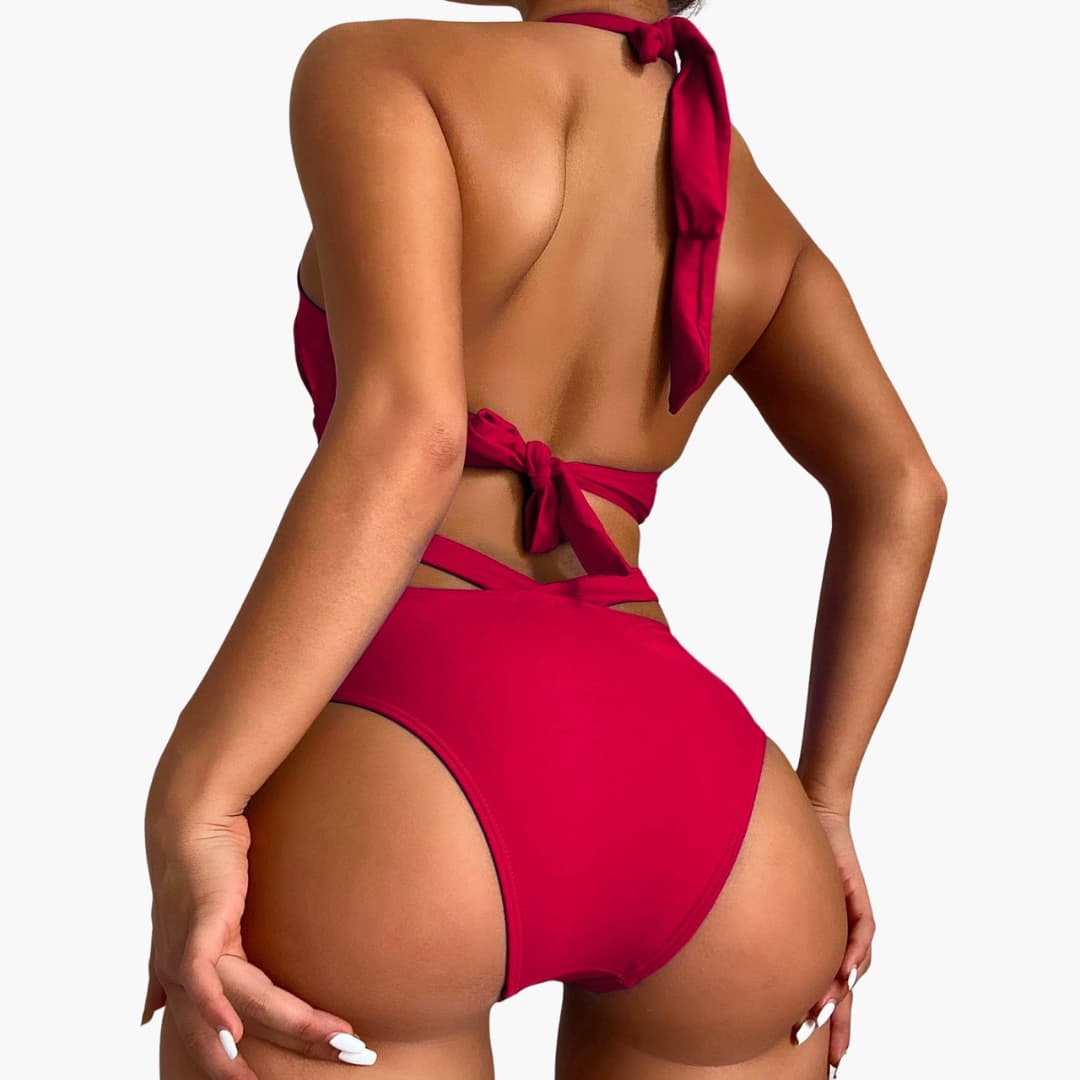 Zweiteiliger Damen-Bikini mit hoher - Taille und Bauchkontrolle