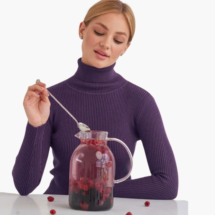 Damen Turtleneck Pullover mit gerippten Bündchen und Saum