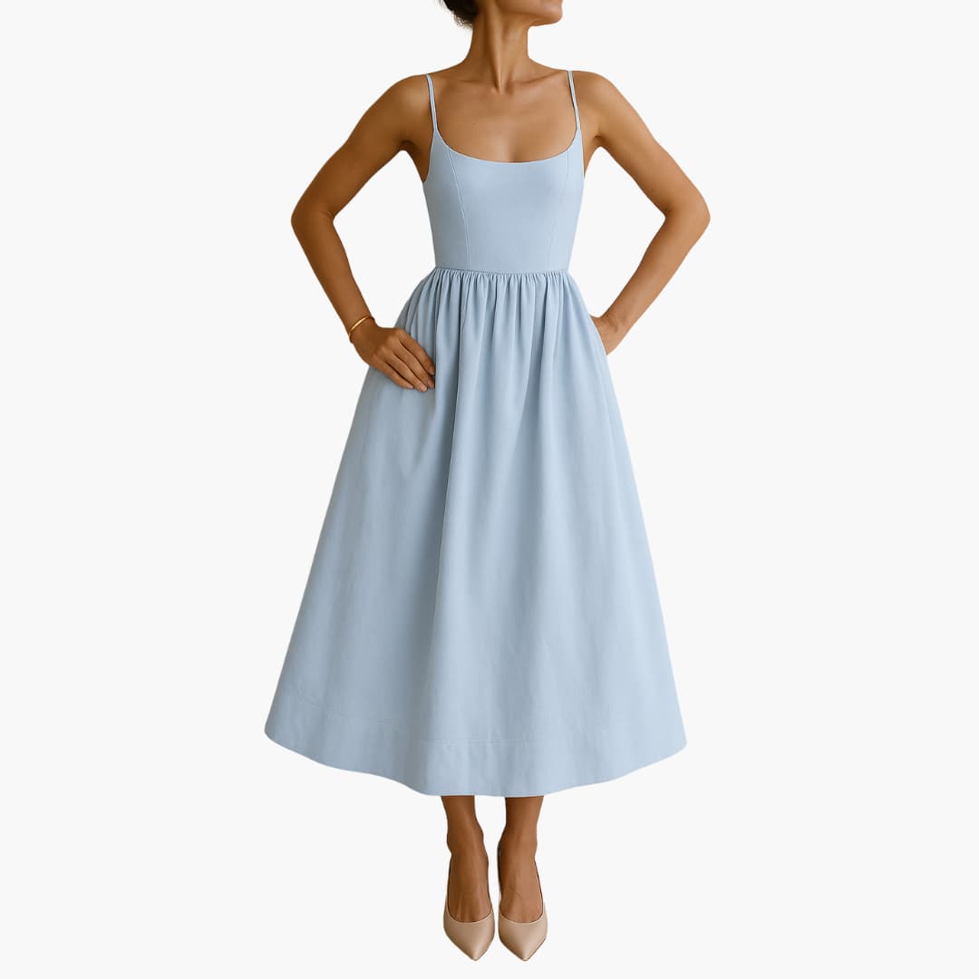 Midikleid Ärmelloses - Sommerkleid für Damen mit Faltenrock