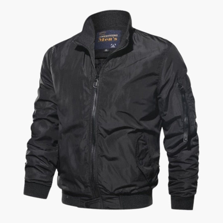 Herren Bomber jacke mit Reißverschluss und geripptem Saum