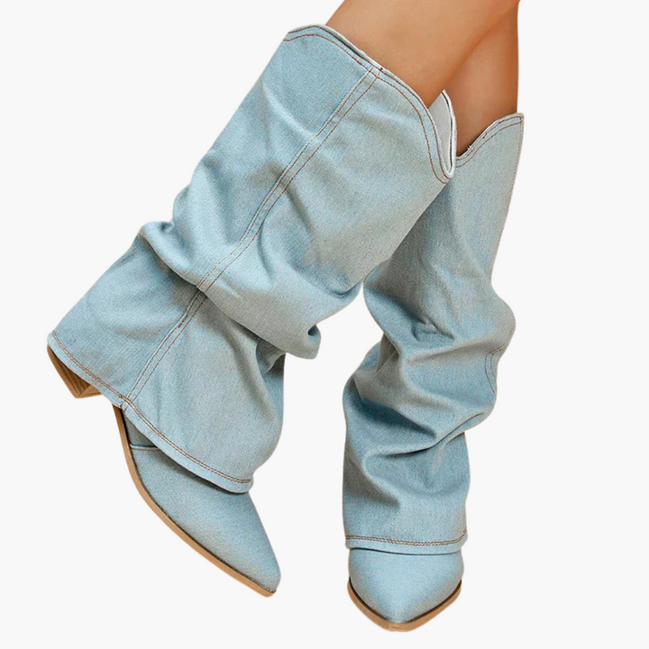 Modische Denim Stiefel für Damen – Slouchy Look & Trendy