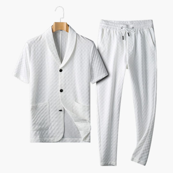 Herren Sommer Loungewear Set mit Knopfleiste und Jogginghose