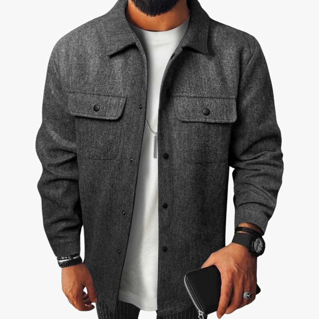 Herren hemd mit Knopfleiste Brusttaschen und langen Ärmeln