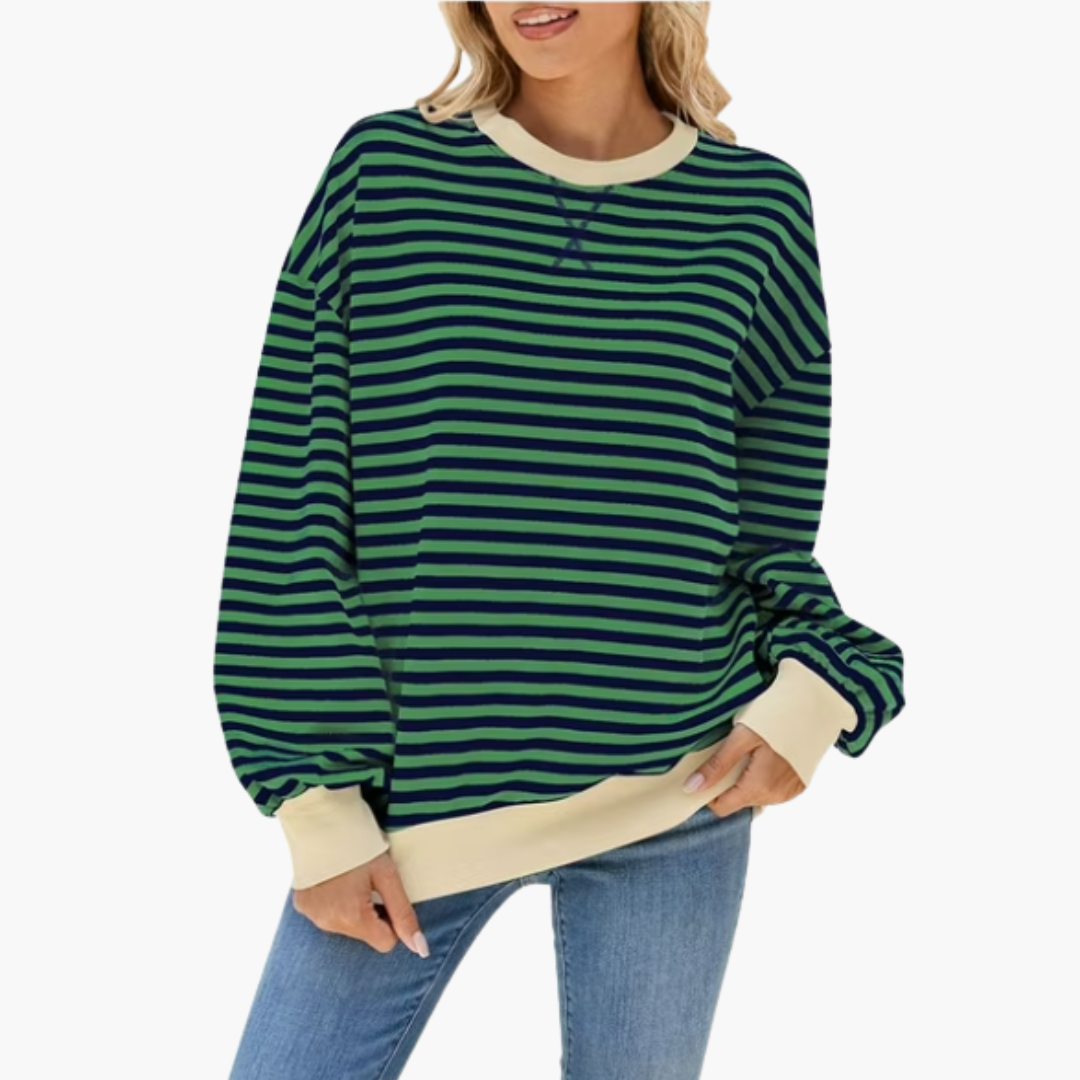 Damen Streifen Oversized Sweatshirt – Lässiger Langarm Pulli