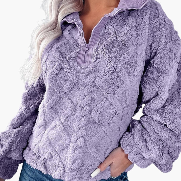 Damen Pullover mit Stehkragen und Reißverschluss