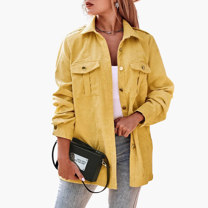 Damen Cordjacke mit Knopfverschluss