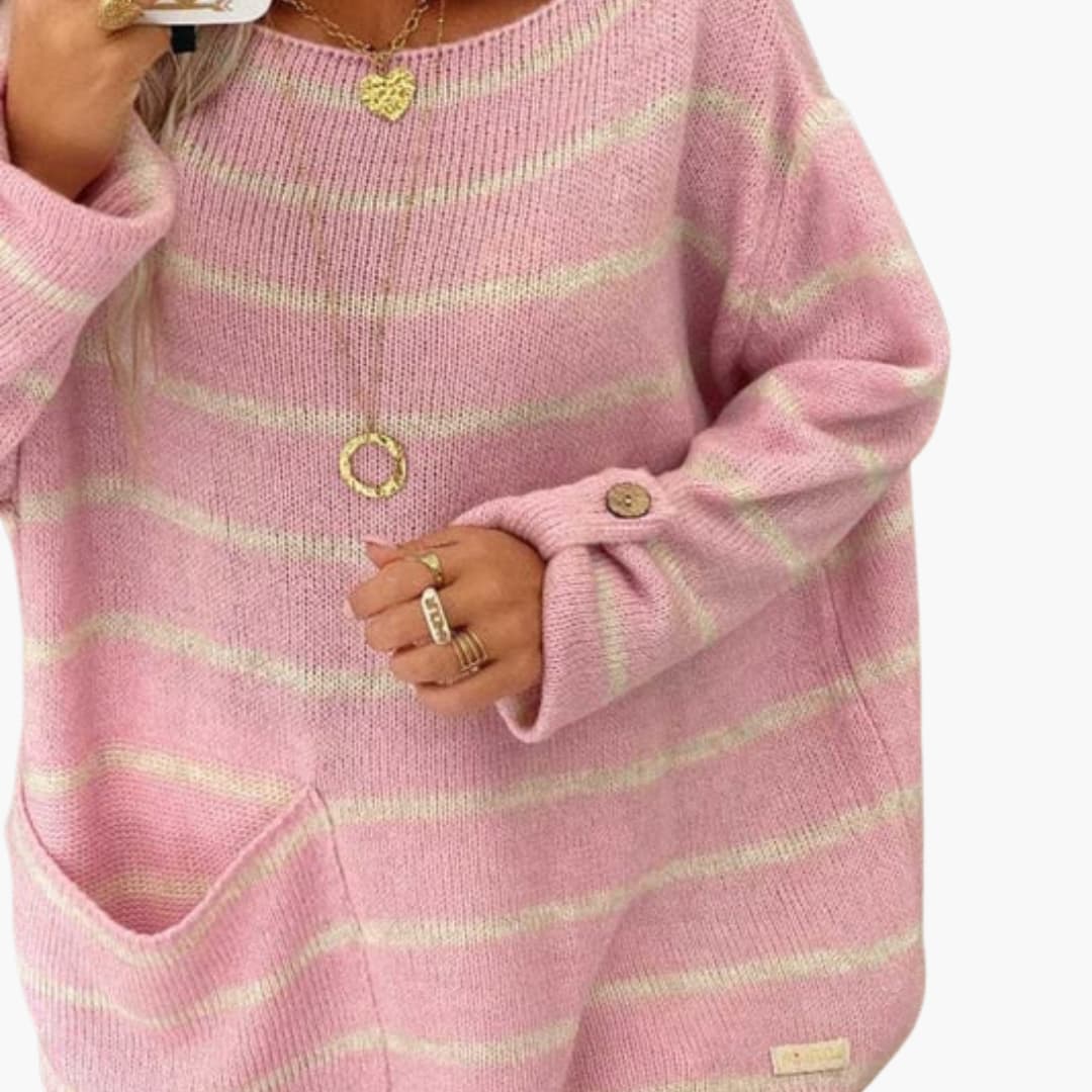 Damenpullover mit U-Boot-Ausschnitt und Fronttasche