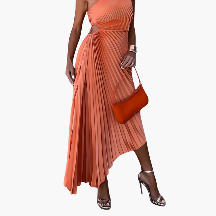 Knöchellanges ärmelloses Abendkleid für Frauen mit einer Schulter