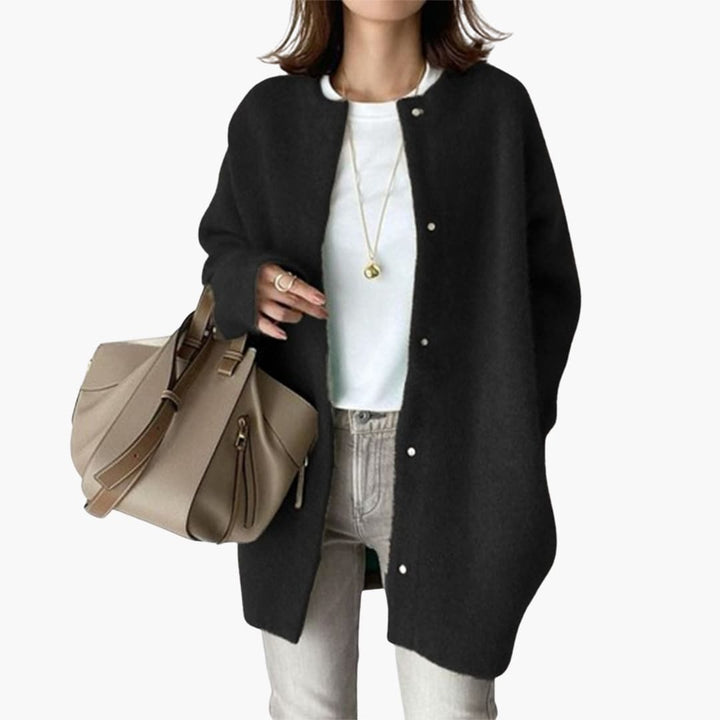 Damenmantel mit Knopfverschluss und geradem Saum