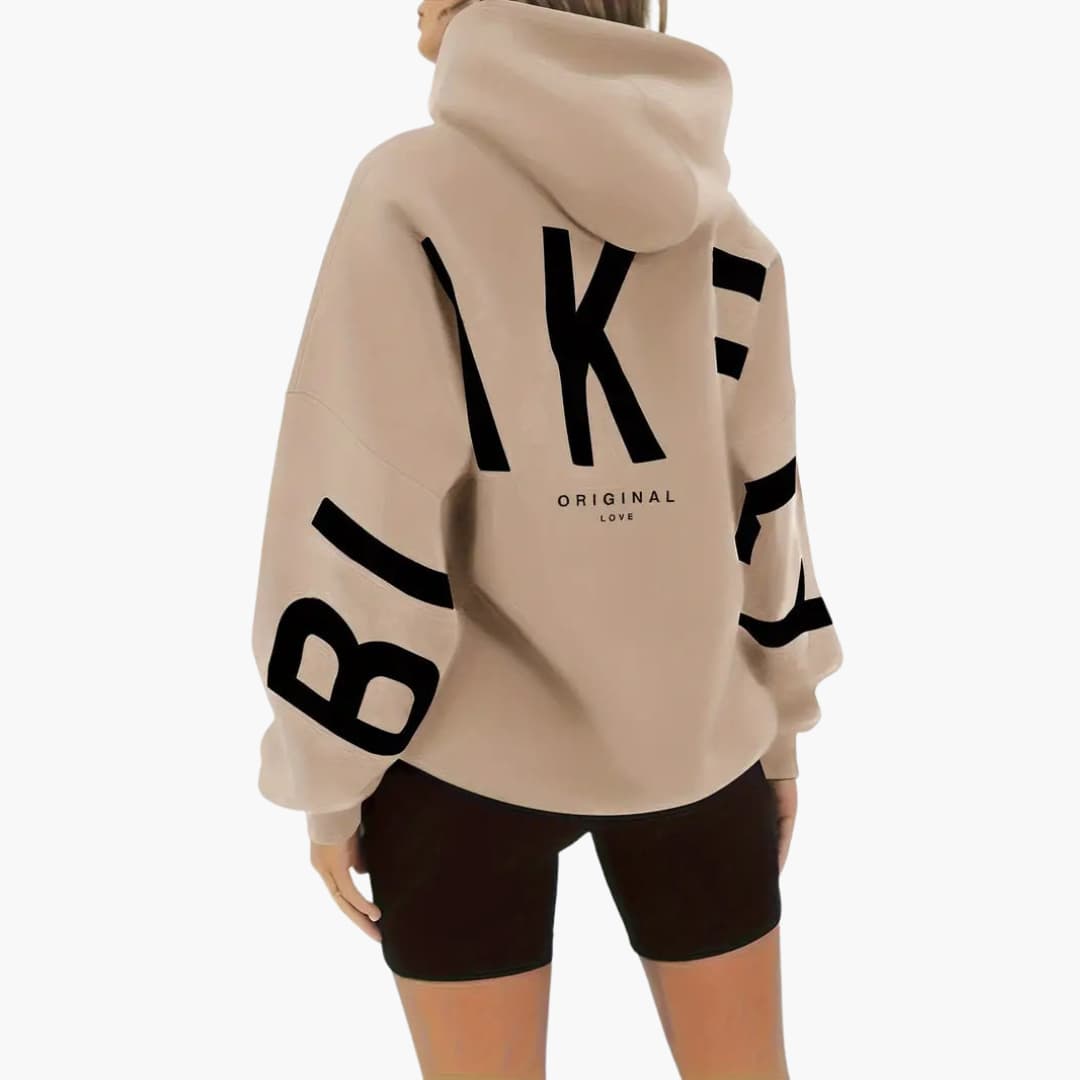 Damen Kapuzenpullover mit Aufdruck langen Ärmeln und Vordertasche