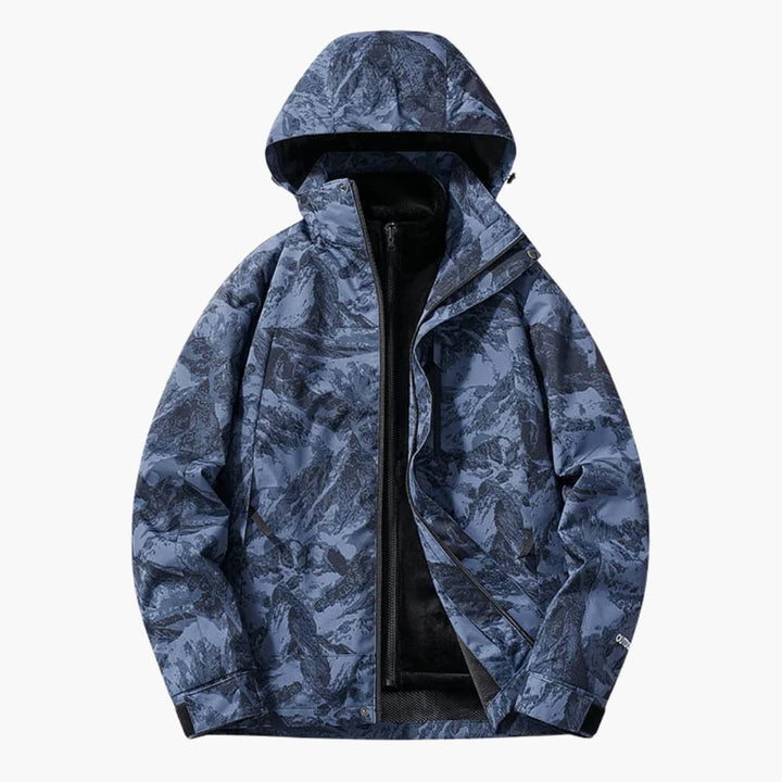 Unisex Skijacke mit Kapuze und Reißverschlusstaschen