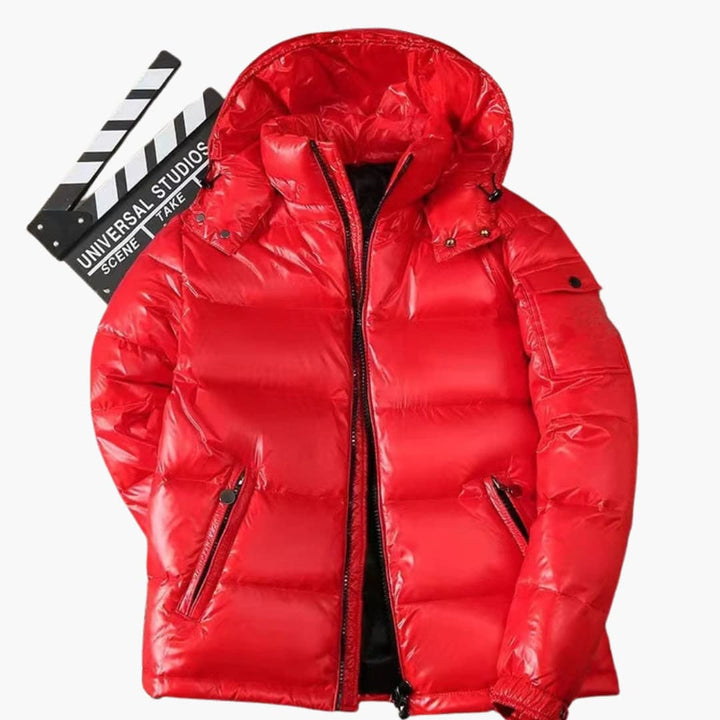 Daunenjacke für Herren mit Kapuze und gestepptem Obermaterial