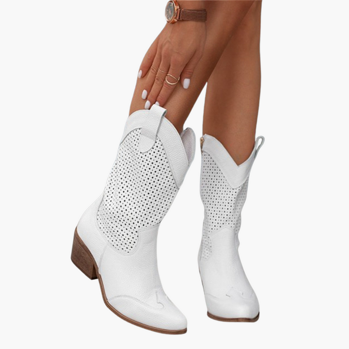 Cowboy Stiefel für Damen - Perforierte Western Stiefel