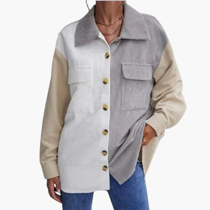 Damen Cordjacke mit Knopfverschluss und Taschen