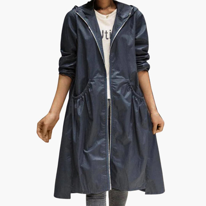Langer Trenchcoat mit Kapuze für Damen