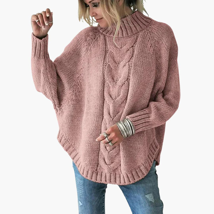 Damen pullover mit Rollkragen und Zopfmuster