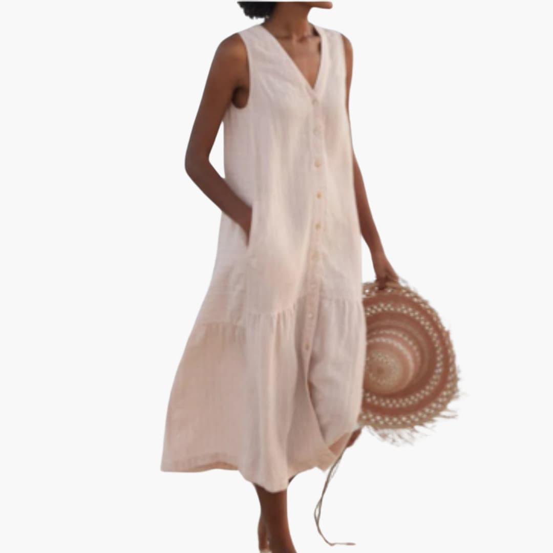 Midi-Kleid mit Knopfleiste für Damen - Sommerliches Shirt Kleid