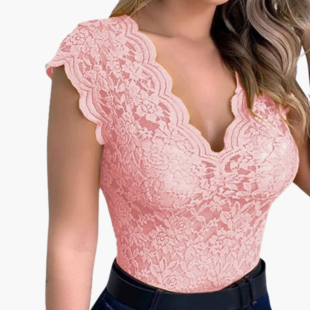 Lace Bodysuit für Damen – Sexy Blumenspitze Oberteil