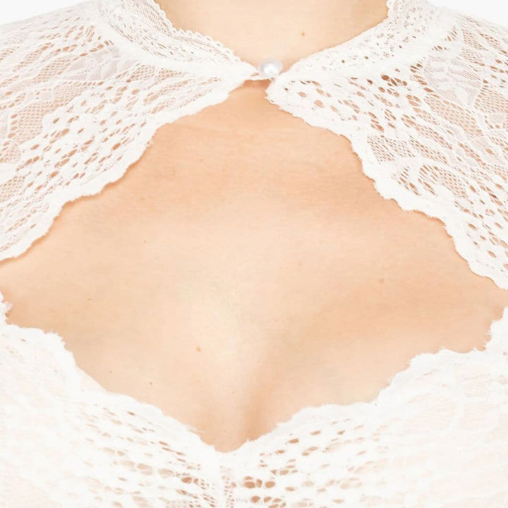 Spitzen Dirndl bluse mit Ausschnitt für Damen - Oktoberfest 2025