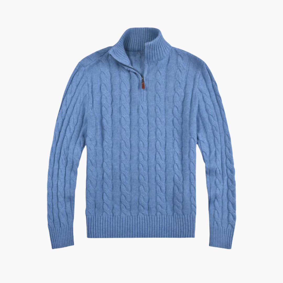 Herren pullover mit Reißverschluss Ausschnitt und Zopfmuster Oberfläche