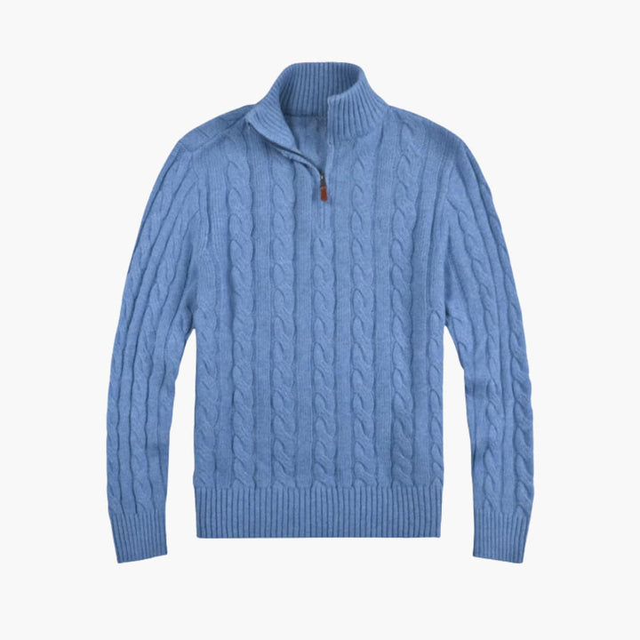 Herren pullover mit Reißverschluss Ausschnitt und Zopfmuster Oberfläche