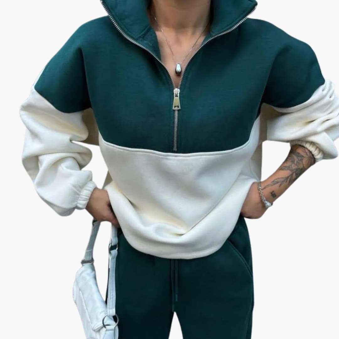 Damen Pullover mit halbem Reißverschluss