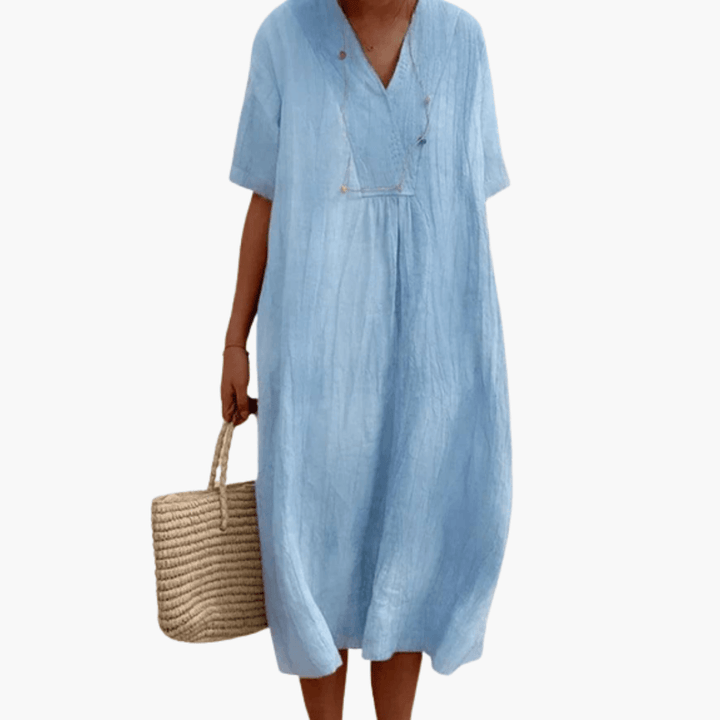 Stilvolles und fließendes Kleid mit kurzen Ärmeln für Frauen - SchmiedeMode