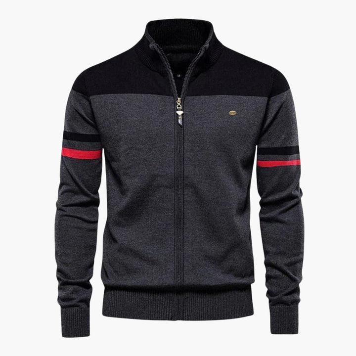 Herren Strickjacke mit Reißverschluss und geripptem Saum