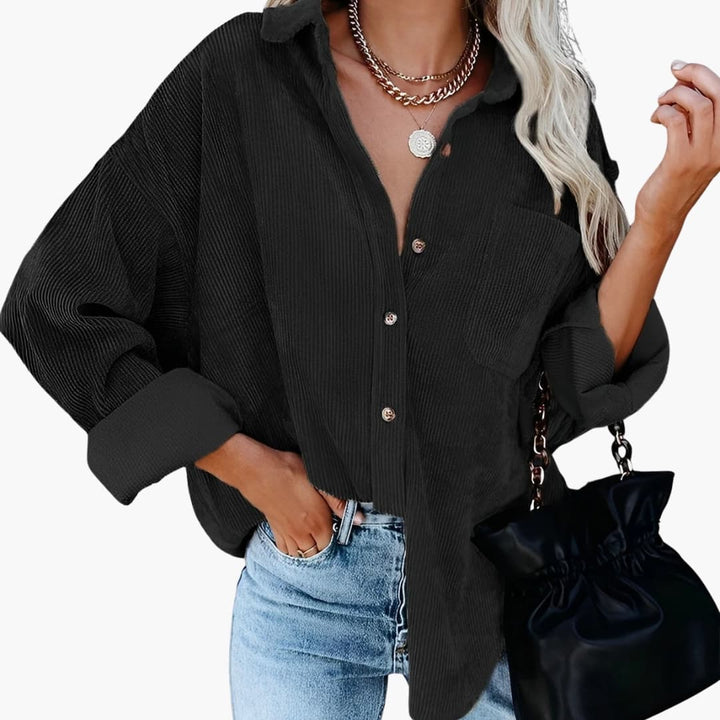 Damen Cordjacke mit Knopfverschluss und aufgesetzten Taschen