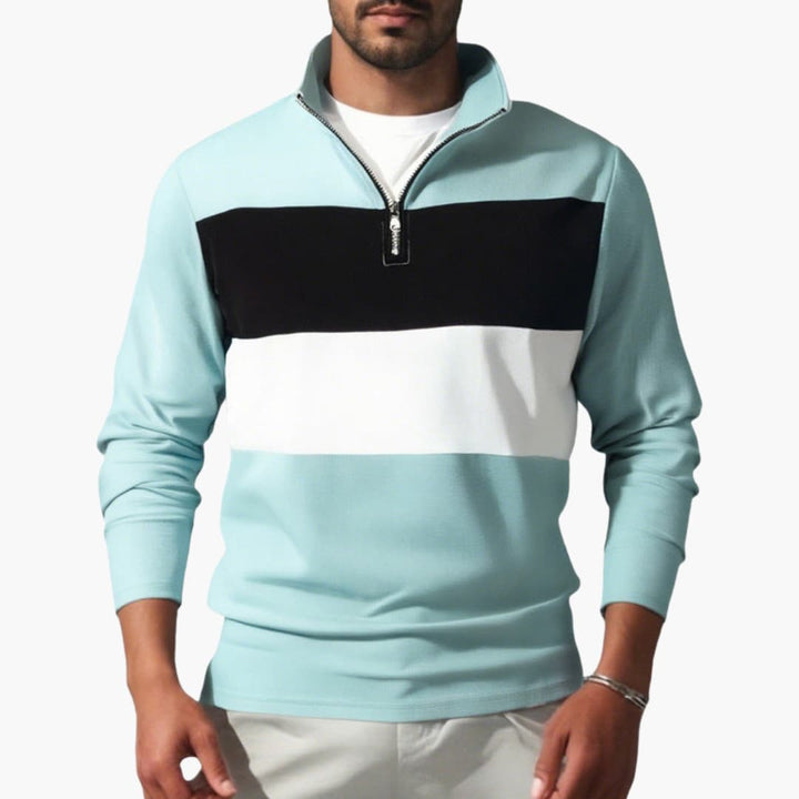 Männer Sportlicher Stehkragen Zip-Front Pullover
