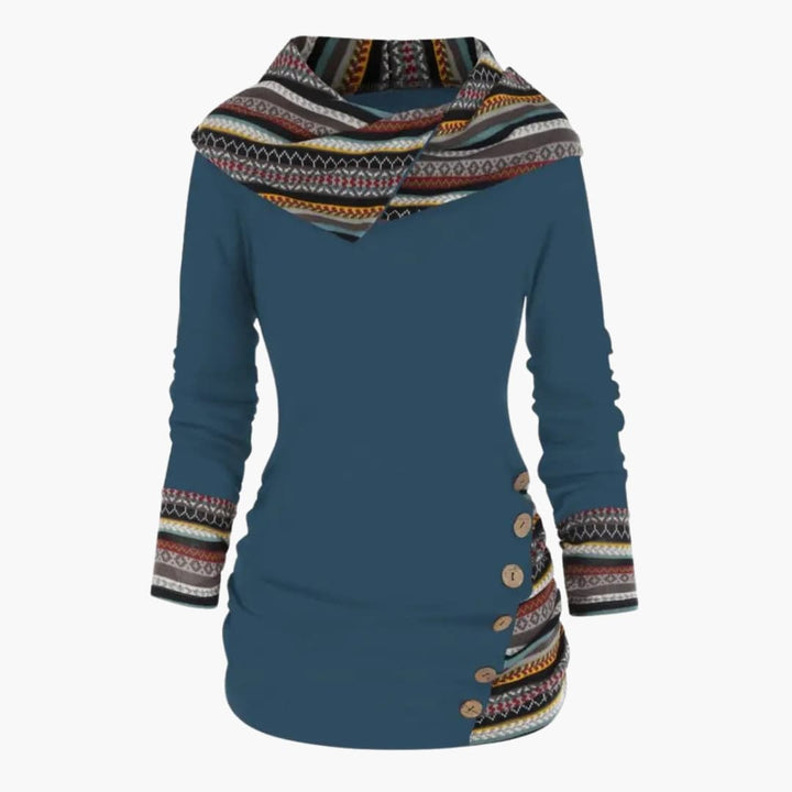 Damen Kapuzenpullover mit Knöpfen und Tasche