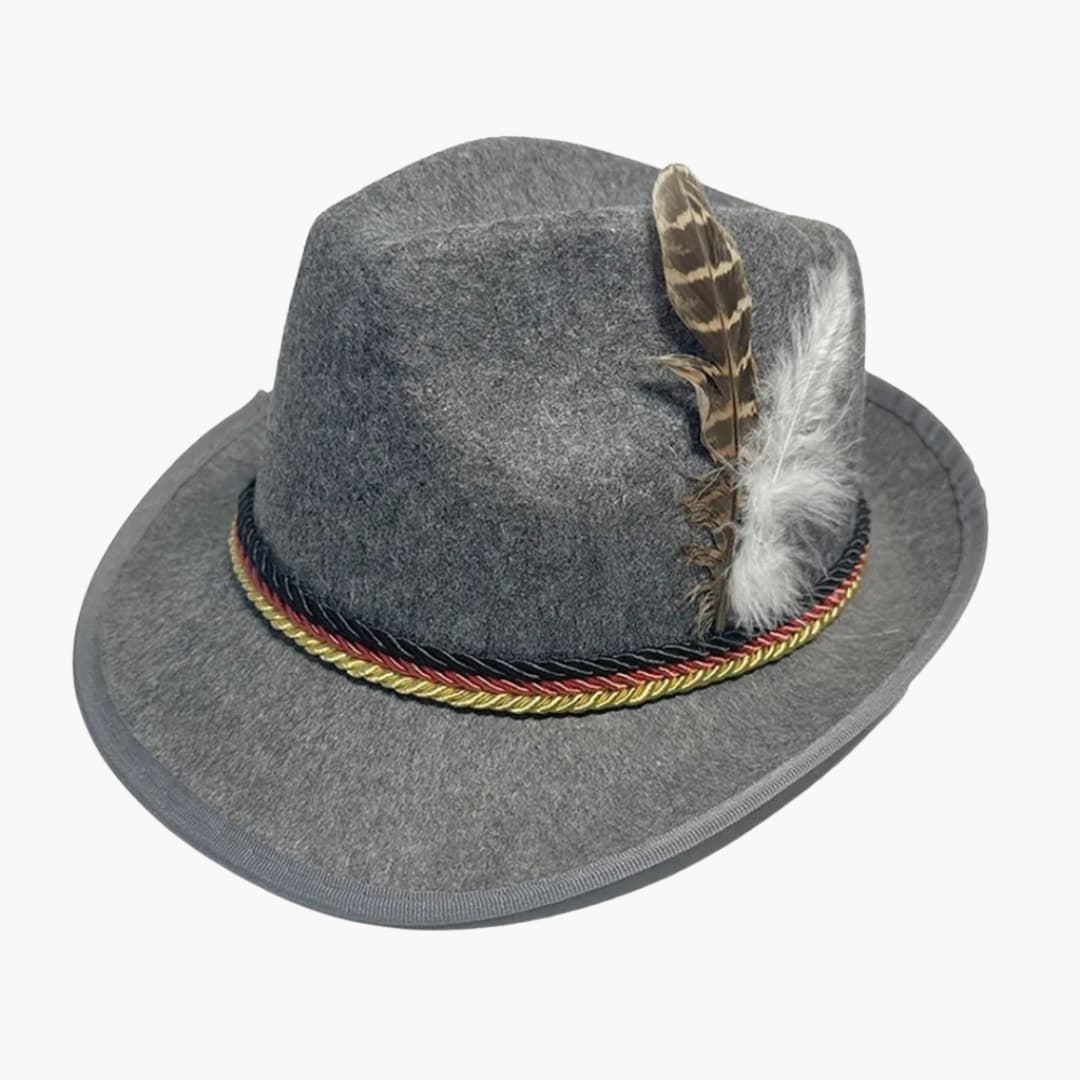 Unisex Bayernhut mit Feder und geflochtenem Band