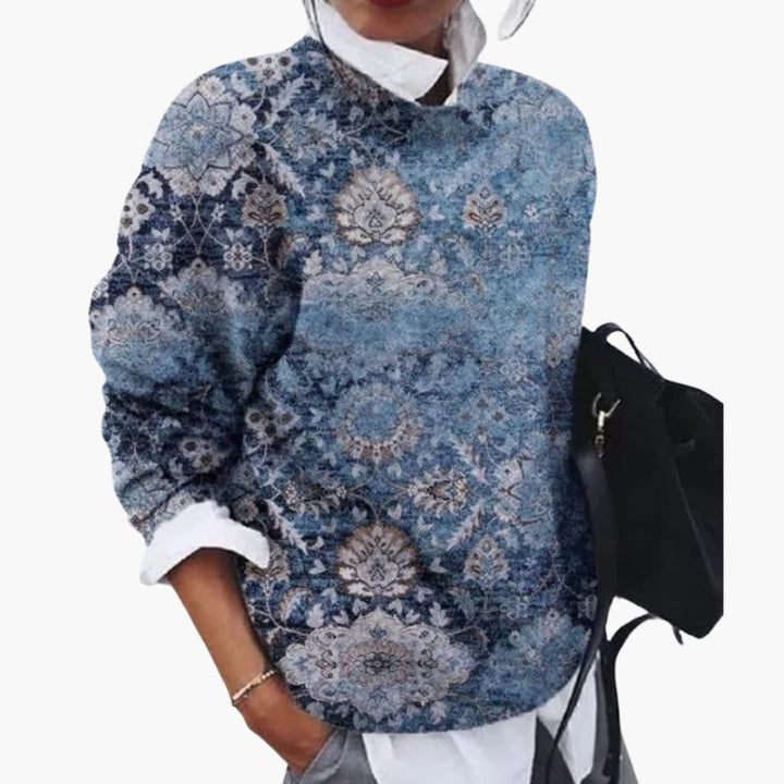 Damen pullover mit Rundhalsausschnitt und geometrischem Muster