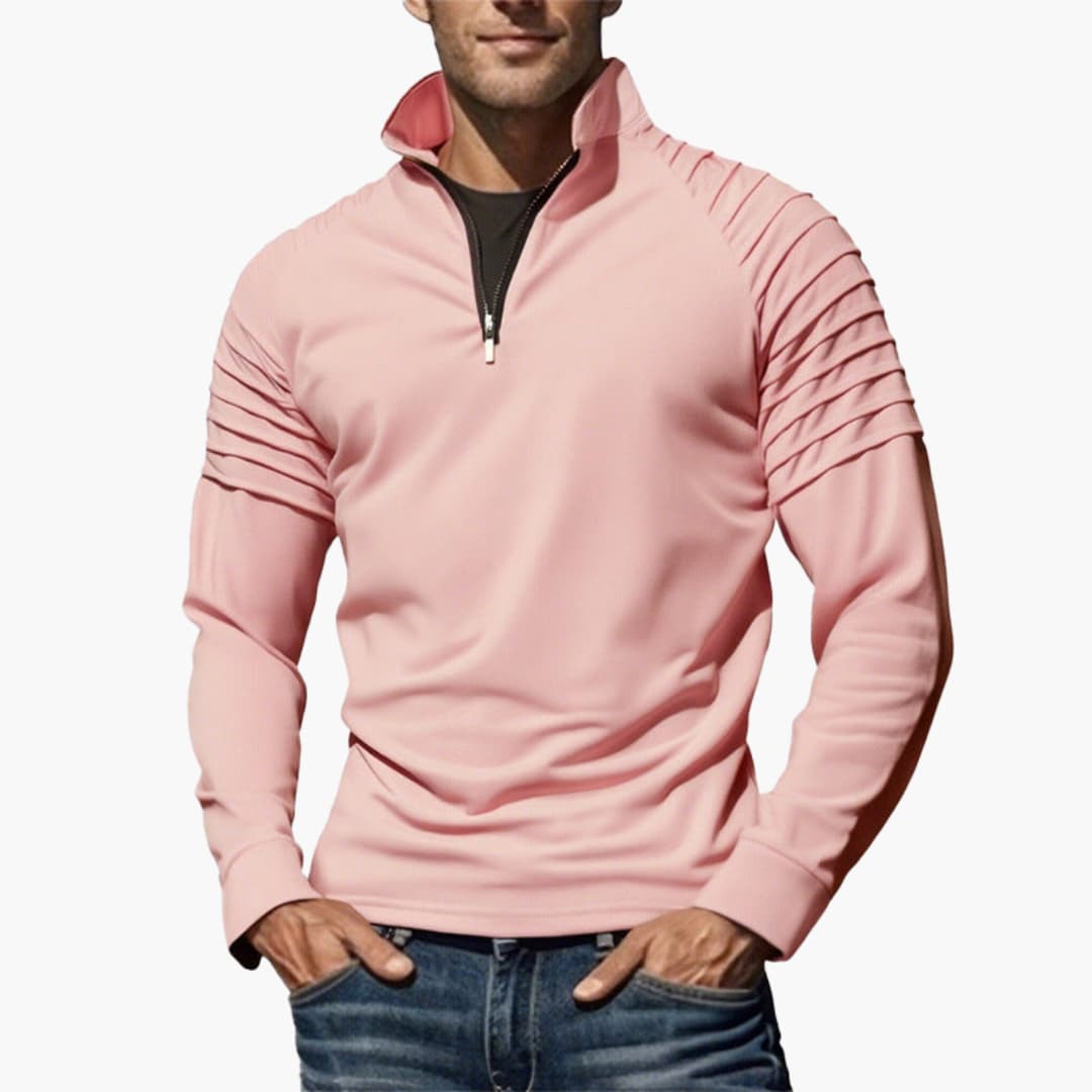 Herren Halbzips Pullover mit geripptem Design und Reißverschluss