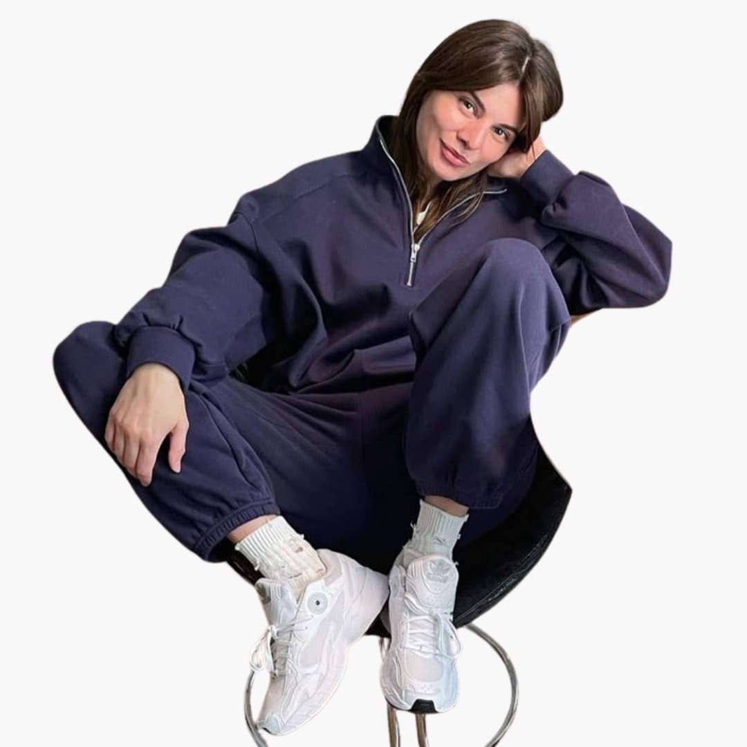 Damen Fleece Pullover mit hohem Kragen und Reißverschluss