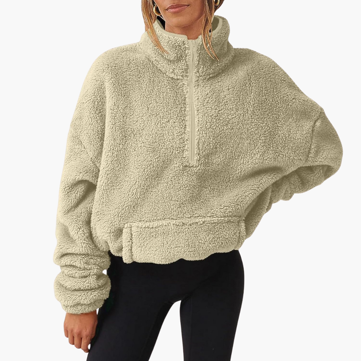 Fleece Pullover für Damen mit halbem Reißverschluss