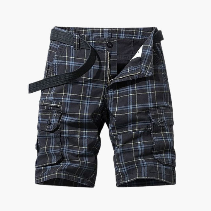 Herren Cargo Shorts mit Karomuster und Stoffgürtel