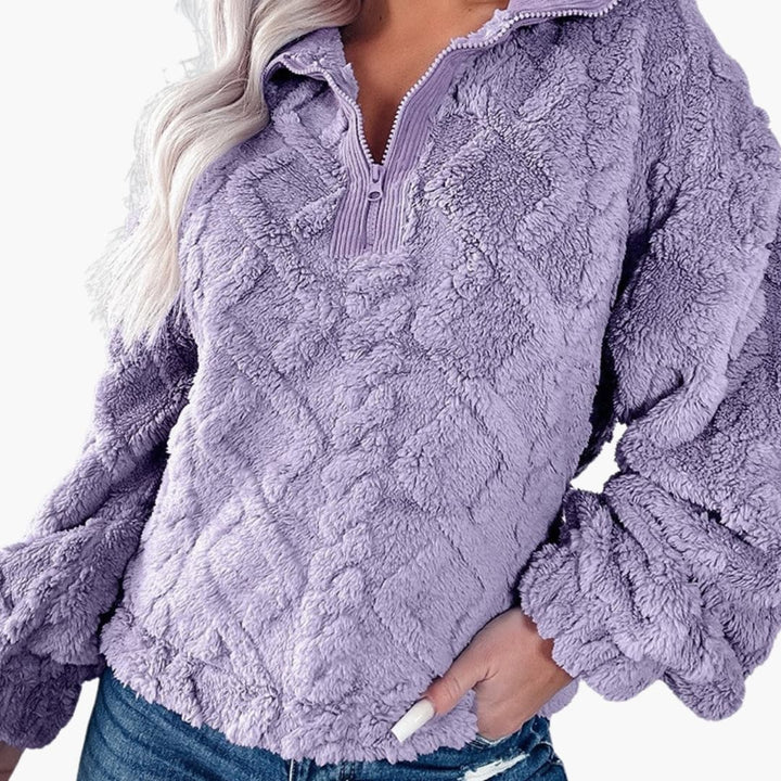 Damen Pullover mit Stehkragen und Strukturstrick