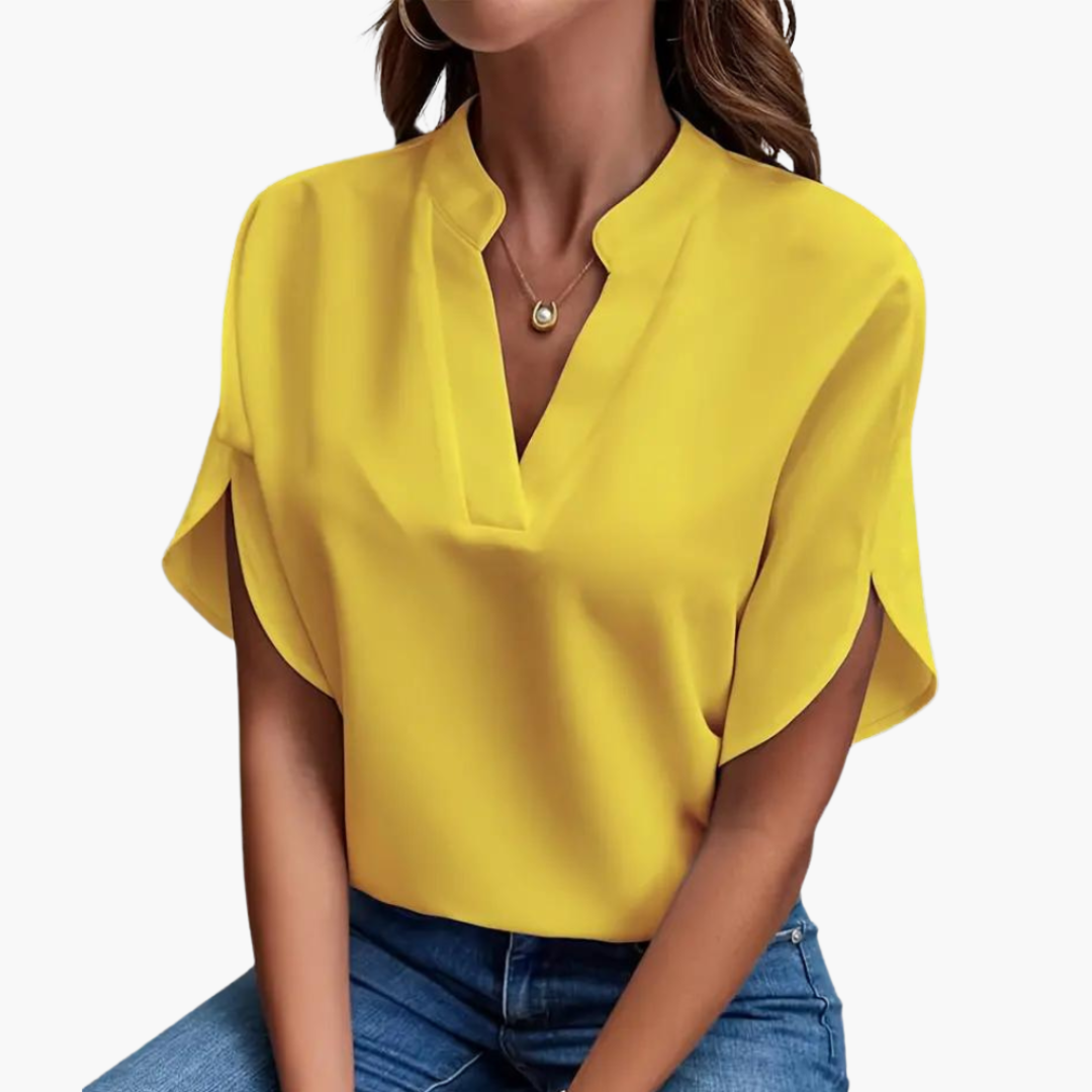 Bluse mit V-Ausschnitt für Damen – kurzarm und elegant