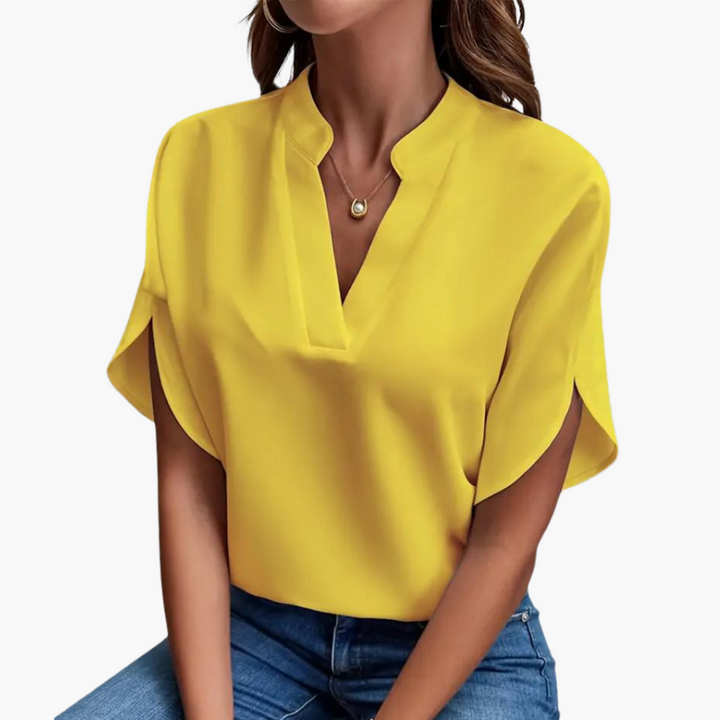 Bluse mit V-Ausschnitt für Damen – kurzarm und elegant