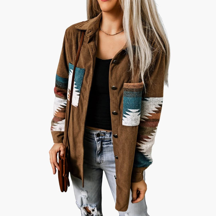 Damen Cordjacke mit Knopfleiste und Taschen