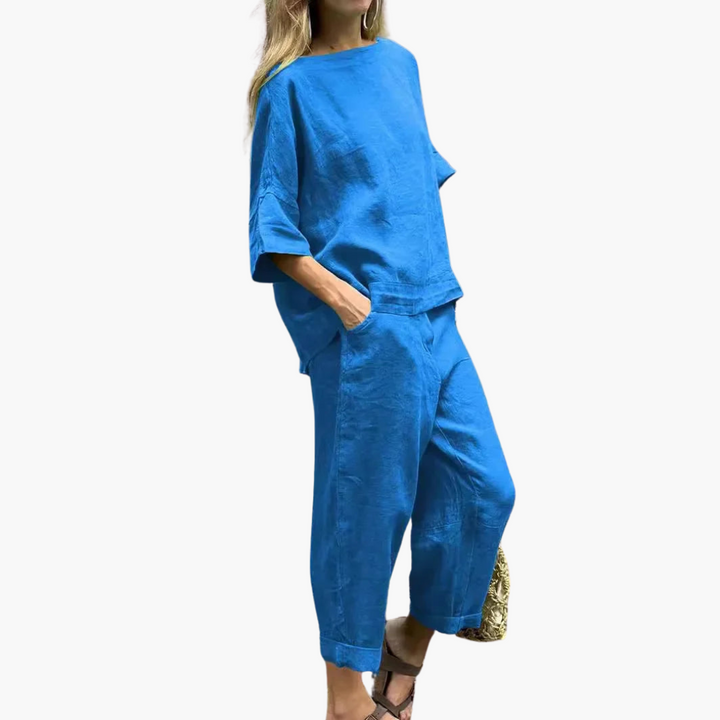 Zweiteiler Set Damen - Crop Top & Cropped Hose für den Sommer