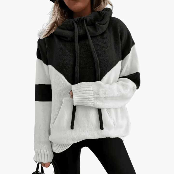 Gemütlicher Colorblock-Hoodie für Damen - SchmiedeMode