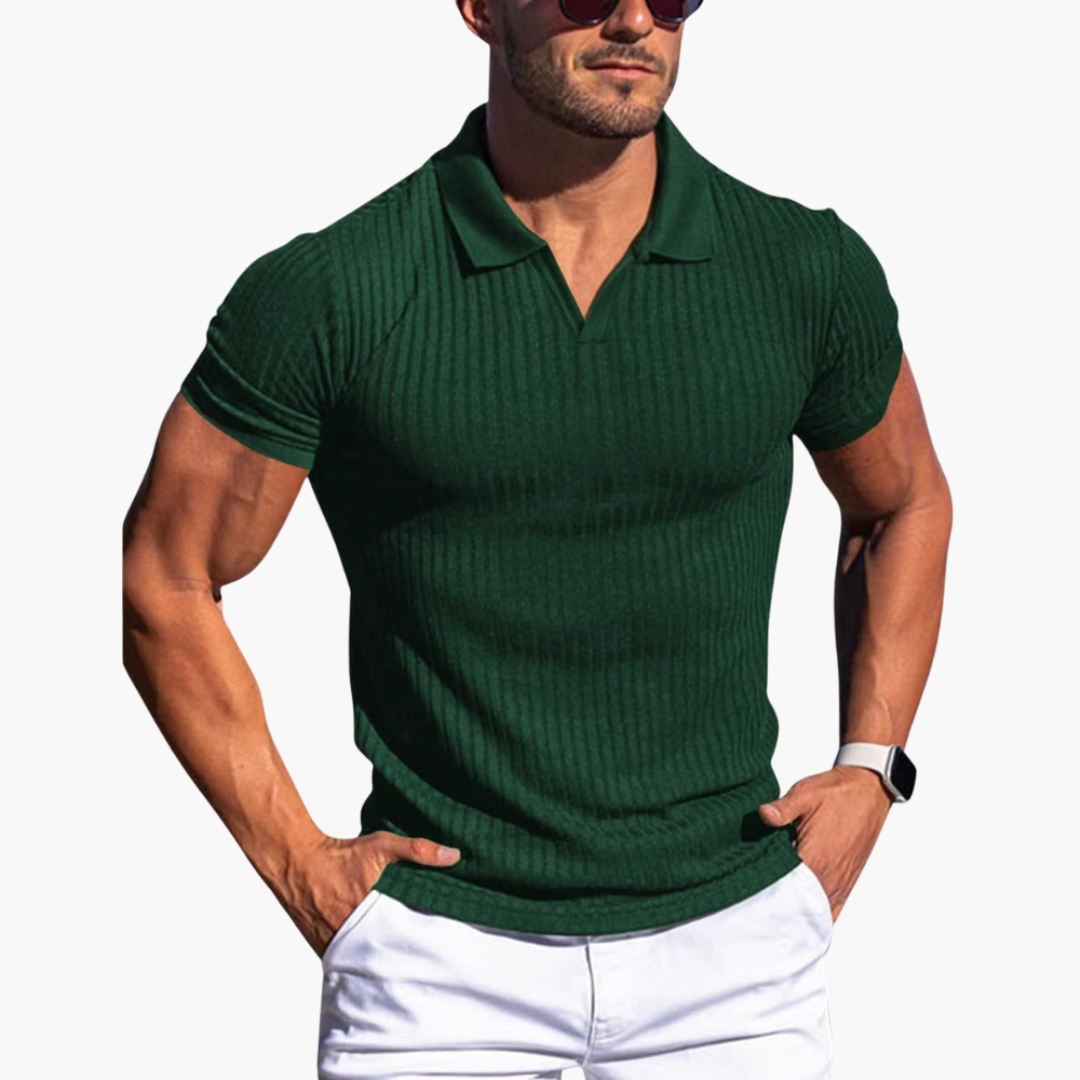 Slim Fit Polo Shirt für Herren – Gerippt, Elegant & Bequem