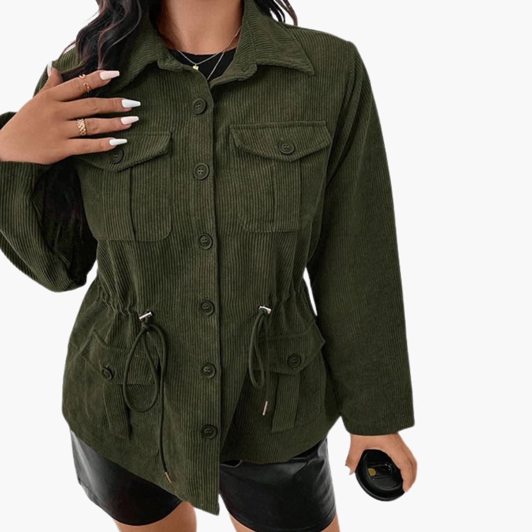 Damen Cordjacke mit Taillenzug