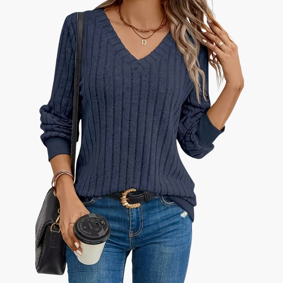 Damen pullover mit V-Ausschnitt und langen Ärmeln