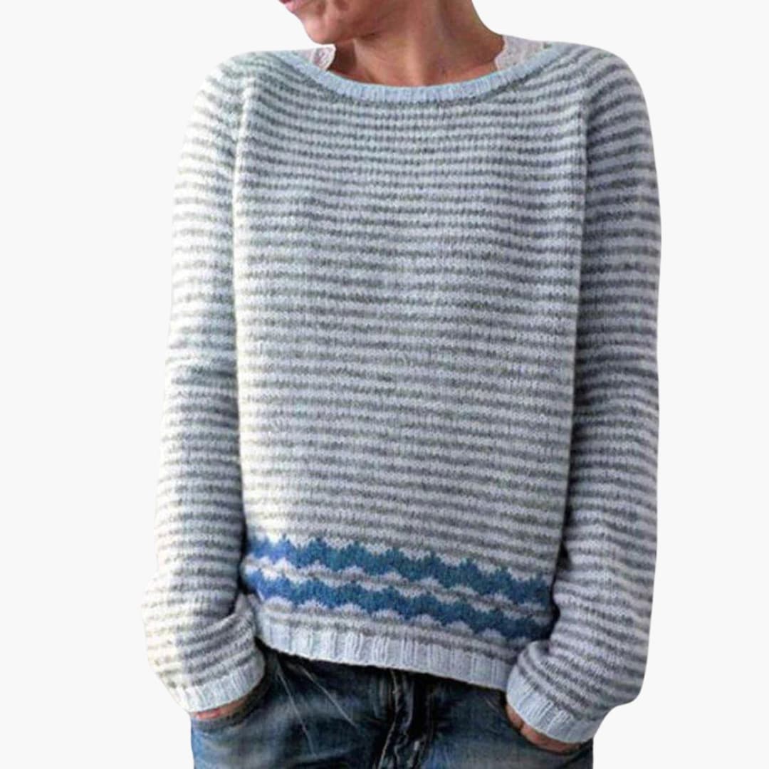 Damen pullover mit Rundhalsausschnitt und gemusterter Oberfläche
