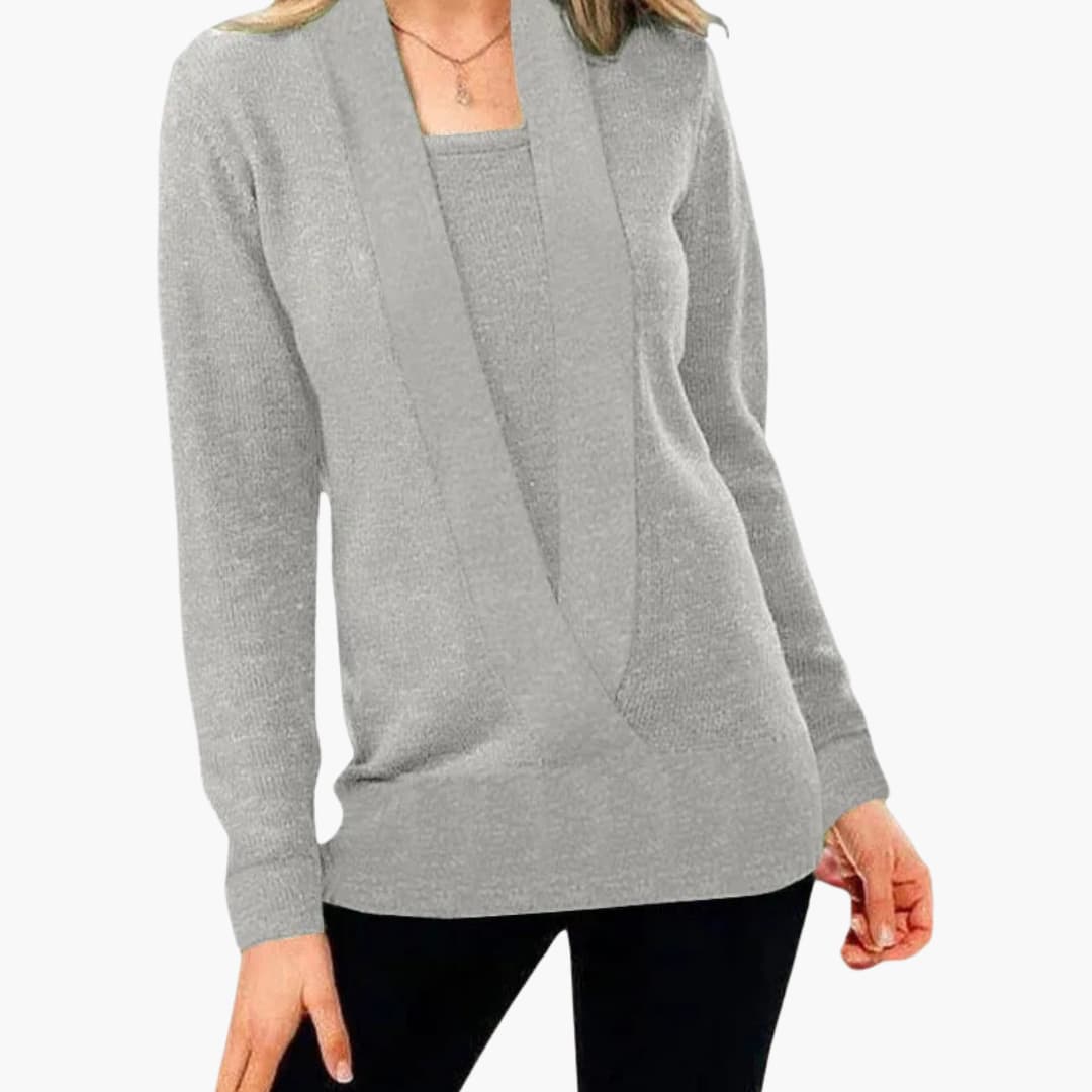 Damen pullover mit tiefem V-Ausschnitt und langen Ärmeln