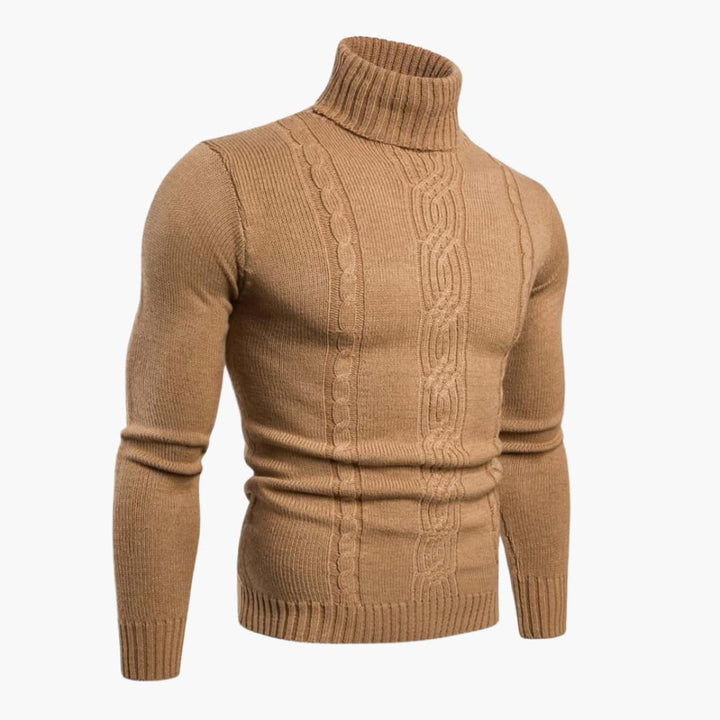 Herren pullover mit Rollkragen und Zopfmuster